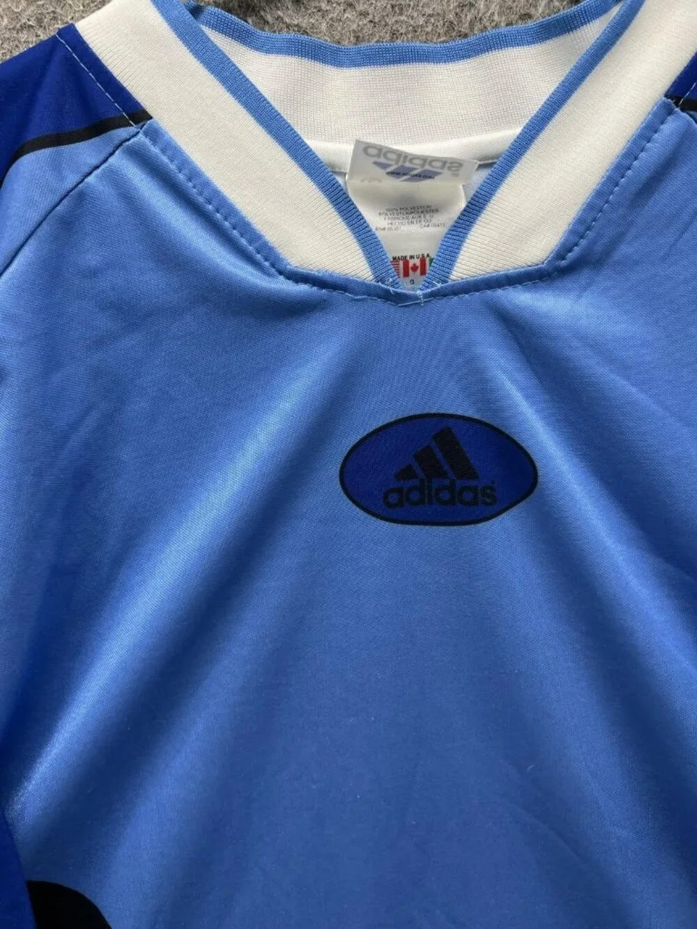 Vintage Adidas Jersey Mens Large Blue Soccer Jersey Top 90s Goalkeeping Shirt